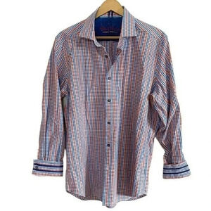 Robert Graham Modern American Blue and Orange Button Down